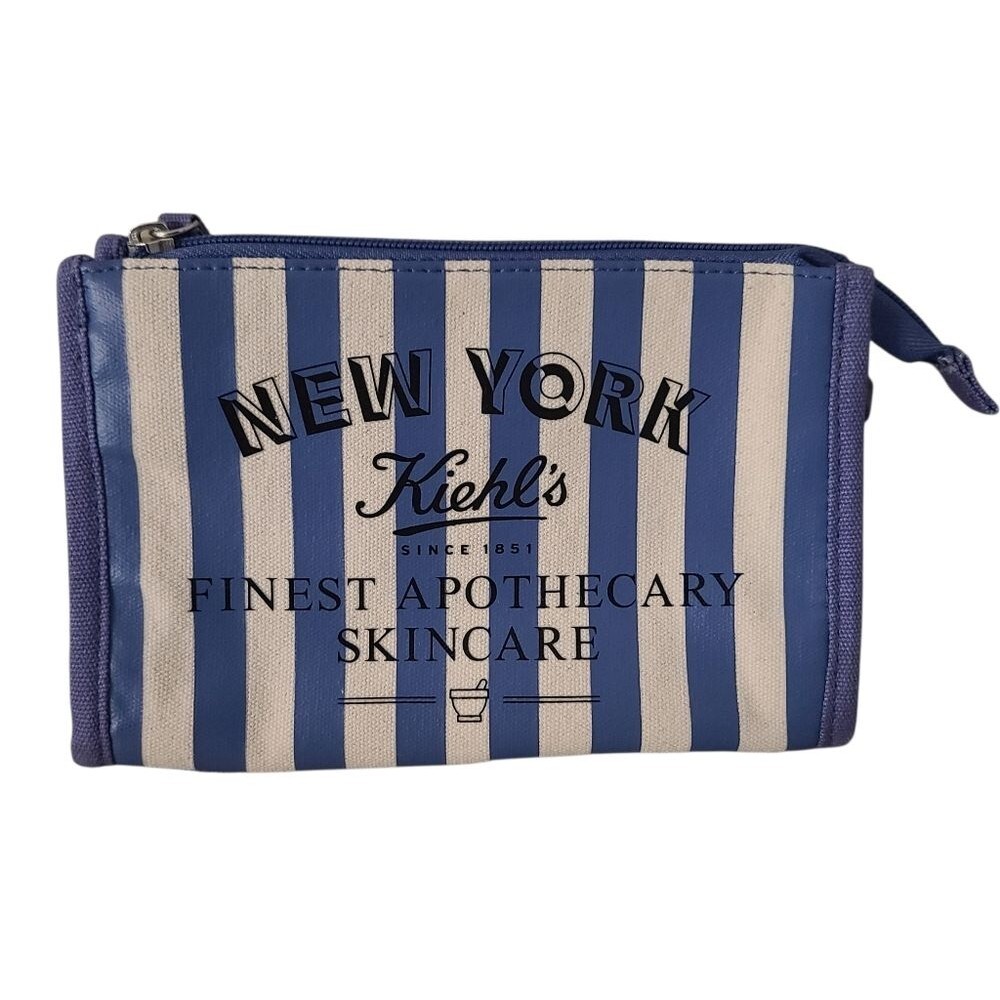 kiehls cosmetic pouch striped blue